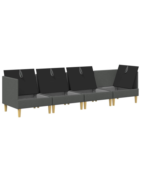 Set di mobili per il soggiorno 4 pcs Grigio Scuro Tessuto