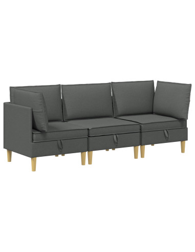 Set di mobili per il soggiorno 3 pcs Grigio Scuro Tessuto