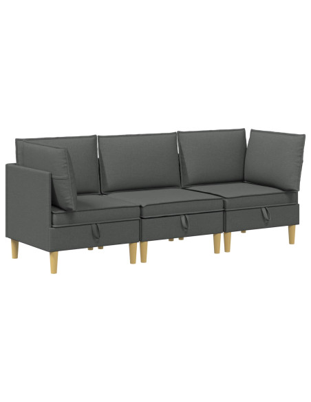 Set di mobili per il soggiorno 3 pcs Grigio Scuro Tessuto