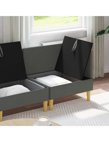 Set di mobili per il soggiorno 3 pcs Grigio Scuro Tessuto