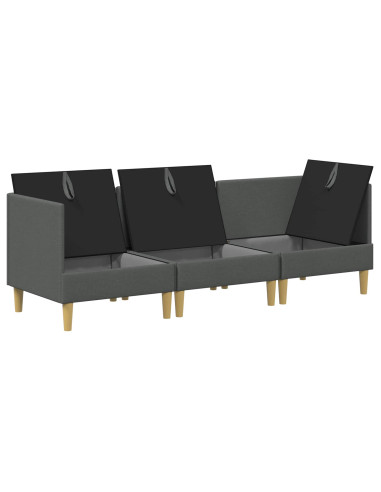 Set di mobili per il soggiorno 3 pcs Grigio Scuro Tessuto