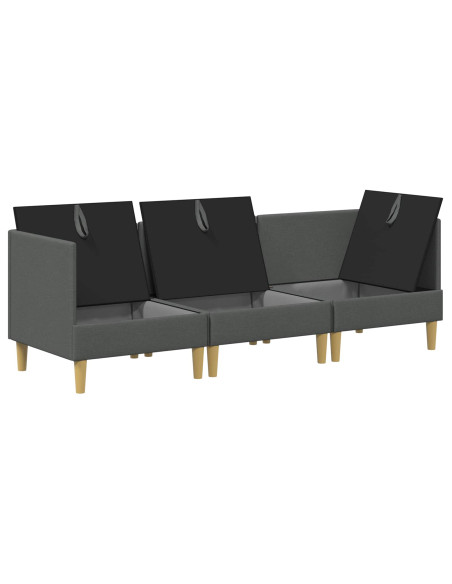 Set di mobili per il soggiorno 3 pcs Grigio Scuro Tessuto