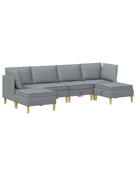 Set di mobili per il soggiorno 6 pcs Grigio Chiaro Tessuto