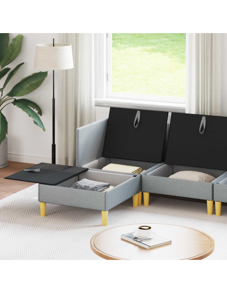 Set di mobili per il soggiorno 6 pcs Grigio Chiaro Tessuto
