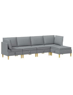 Set di mobili per il soggiorno 5 pcs Grigio Chiaro Tessuto 2