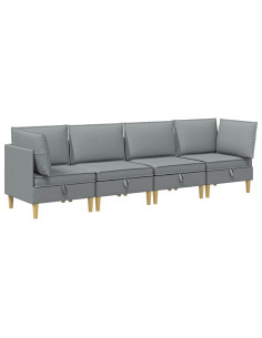 Set di mobili per il soggiorno 4 pcs Grigio Chiaro Tessuto 2