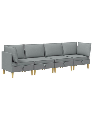 Set di mobili per il soggiorno 4 pcs Grigio Chiaro Tessuto