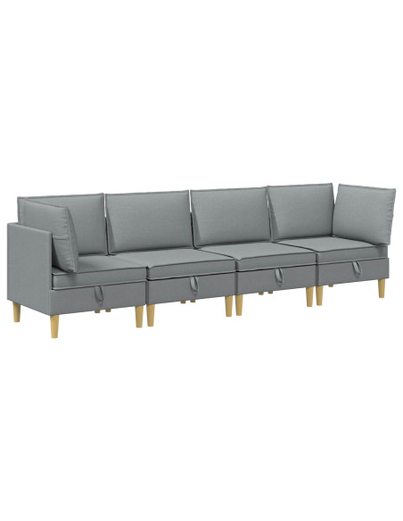Set di mobili per il soggiorno 4 pcs Grigio Chiaro Tessuto