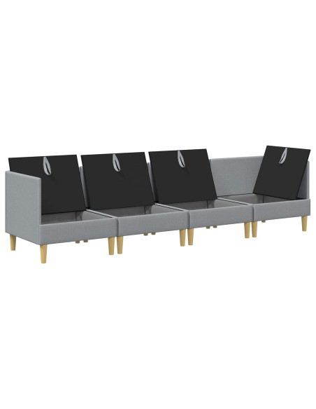 Set di mobili per il soggiorno 4 pcs Grigio Chiaro Tessuto