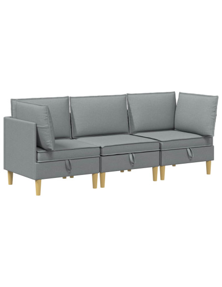 Set di mobili per il soggiorno 3 pcs Grigio Chiaro Tessuto
