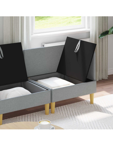 Set di mobili per il soggiorno 3 pcs Grigio Chiaro Tessuto
