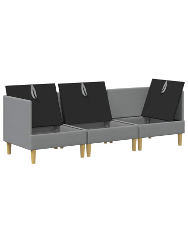 Set di mobili per il soggiorno 3 pcs Grigio Chiaro Tessuto