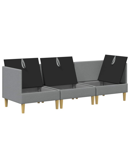 Set di mobili per il soggiorno 3 pcs Grigio Chiaro Tessuto