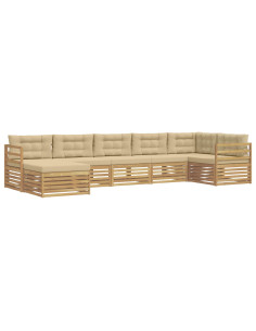 Set di divani da esterno con cuscino 7 pcs Bianco e Beige 2