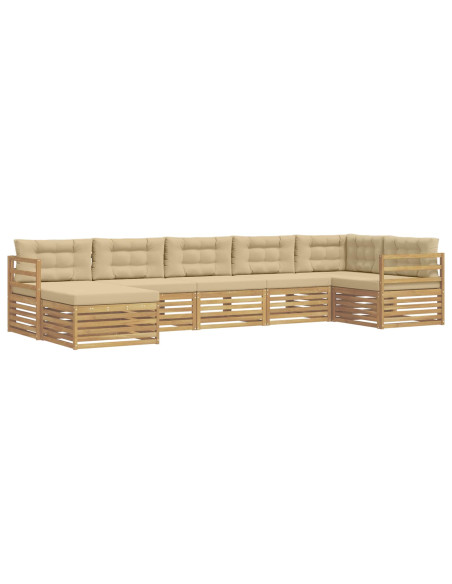 Set di divani da esterno con cuscino 7 pcs Bianco e Beige