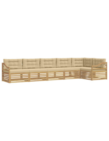 Set di divani da esterno 6 pcs Bianco e Beige