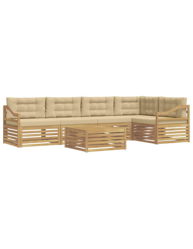 Set di divani da esterno 6 pcs Bianco e Beige Poliestere