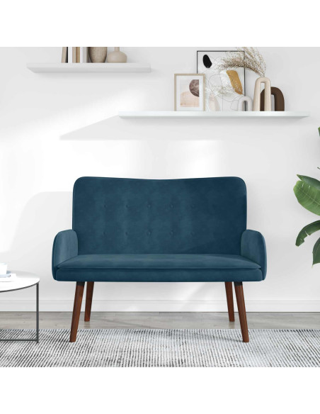 Sofa a Due Posti Blu 115 x 61 x 87 cm Velluto