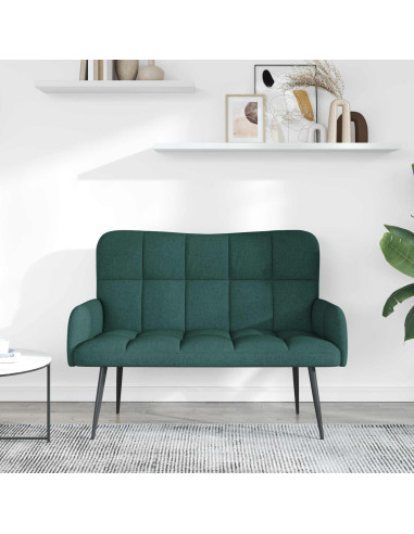 Sofa a Due Posti Verde Scuro 115 x 61 x 87 cm Tessuto