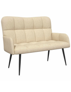 Sofa a Due Posti Crema 115 x 61 x 87 cm Tessuto 2