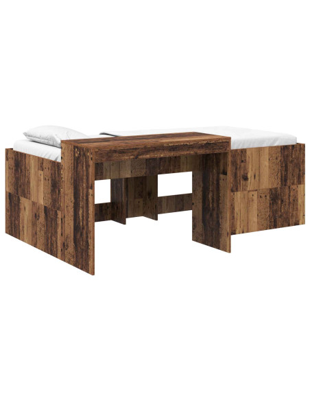 Letto alto per bambini con scrivania Legno antico 80 x 200 cm