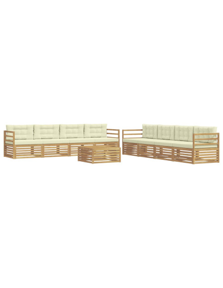 Set di divani da esterno 9 pcs Bianco e Crema Poliestere