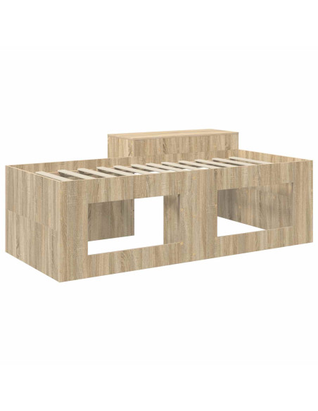 Letto alto per bambini con scrivania Rovere Sonoma