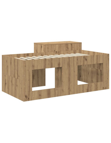 Letto alto per bambini con scrivania Rovere Artigianale