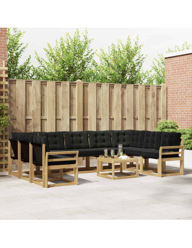 Set di divani da esterno con cuscino 10 pcs Bianco e Nero