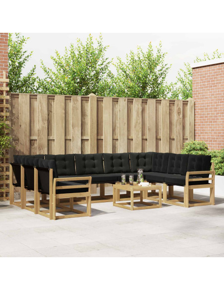 Set di divani da esterno con cuscino 10 pcs Bianco e Nero