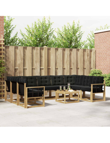 Set di divani da esterno con cuscino 10 pcs Bianco e Nero