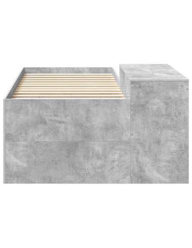 Letto alto per bambini con scrivania Grigio Cemento