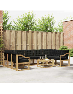 Set di divani da esterno con cuscino 10 pcs Bianco e Nero