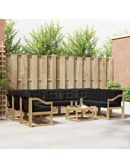 Set di divani da esterno con cuscino 10 pcs Bianco e Nero
