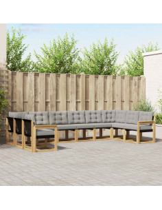 Set di divani da esterno 10 pcs Bianco e Grigio Chiaro