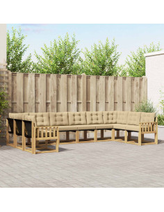 Set di divani da esterno con cuscino 10 pcs Bianco e Beige