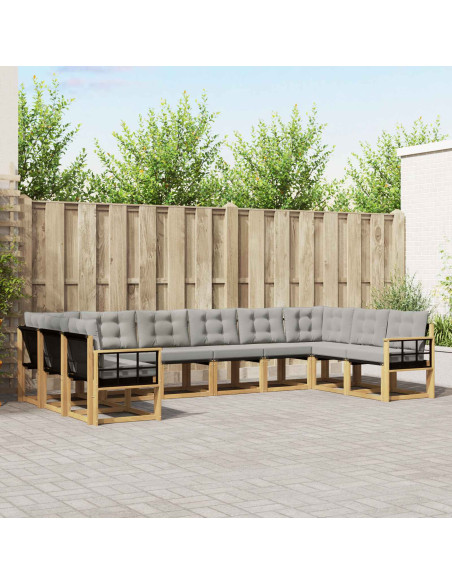 Set di divani da esterno 10 pcs Bianco e Grigio Chiaro