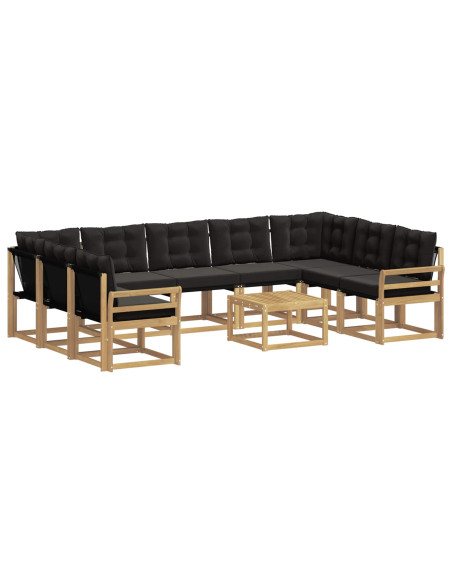 Set di divani da esterno con cuscino 10 pcs Bianco e Nero
