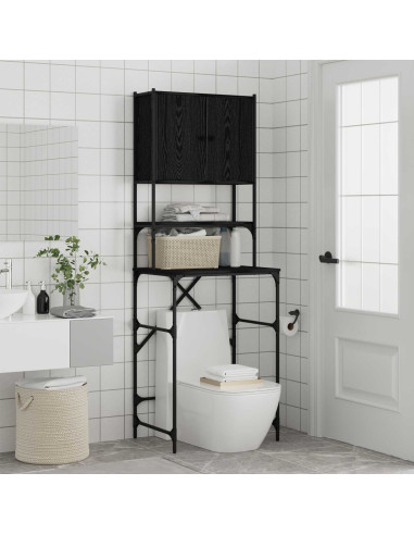 Armadio per Lavatrice Rovere Nero 68 x 48,5 x 194 cm