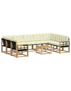 Set di divani da esterno con cuscino 10 pcs Bianco e Crema 2