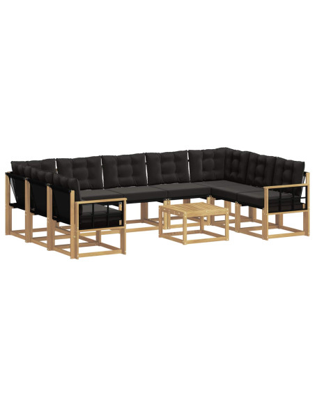 Set di divani da esterno con cuscino 10 pcs Bianco e Nero