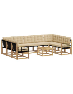 Set di divani da esterno con cuscino 10 pcs Bianco e Beige 2
