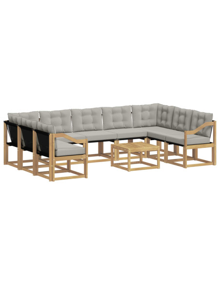 Set di divani da esterno 10 pcs Bianco e Grigio Chiaro