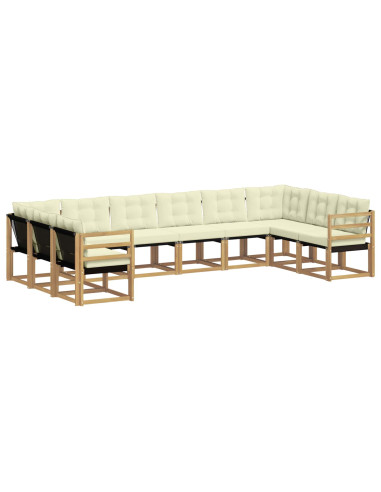 Set di divani da esterno con cuscino 10 pcs Bianco e Crema