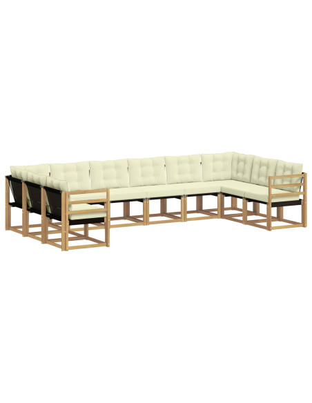 Set di divani da esterno con cuscino 10 pcs Bianco e Crema