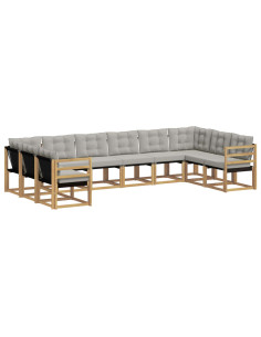Set di divani da esterno 10 pcs Bianco e Grigio Chiaro 2