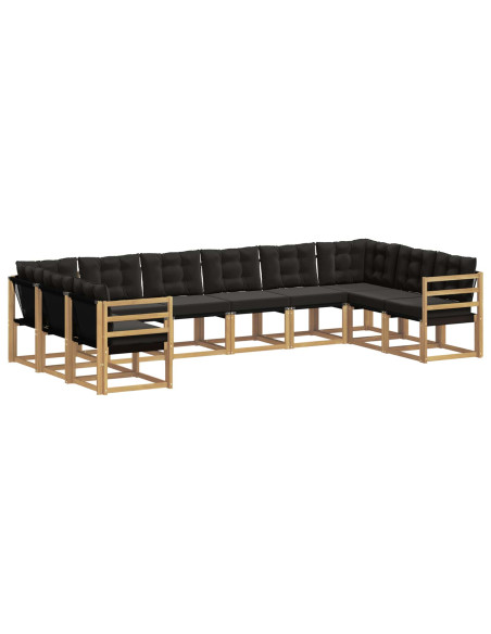 Set di divani da esterno con cuscino 10 pcs Bianco e Nero