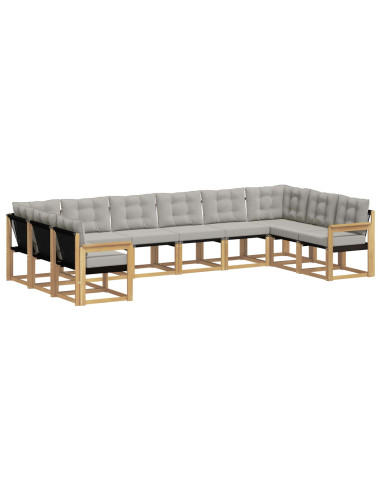 Set di divani da esterno 10 pcs Bianco e Grigio Chiaro