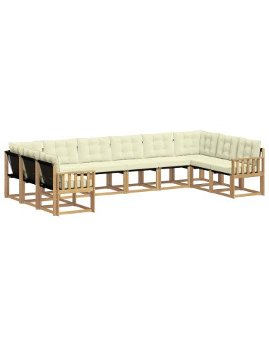 Set di divani da esterno con cuscino 10 pcs Bianco e Crema