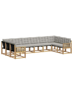 Set di divani da esterno 10 pcs Bianco e Grigio Chiaro 2